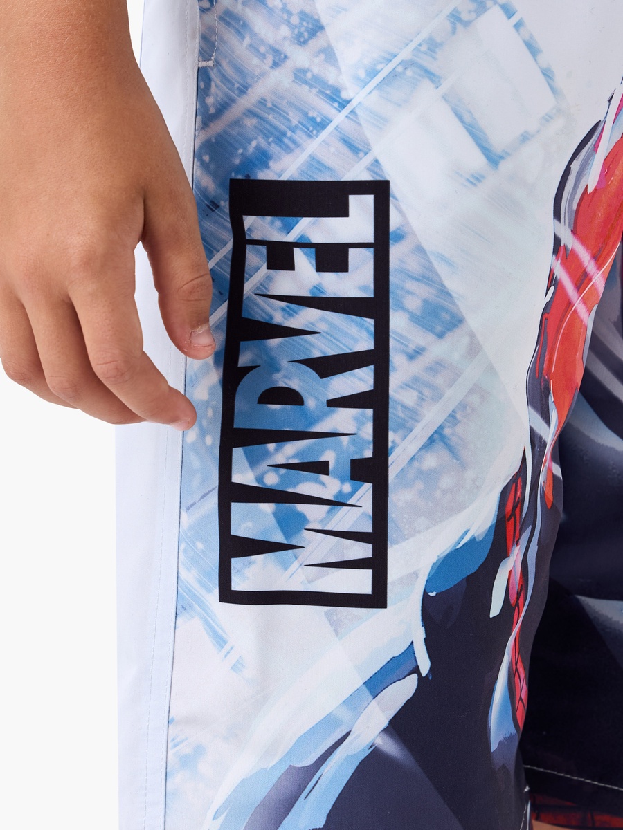 Spider-Man Print Swim Shorts with Drawstring Closure