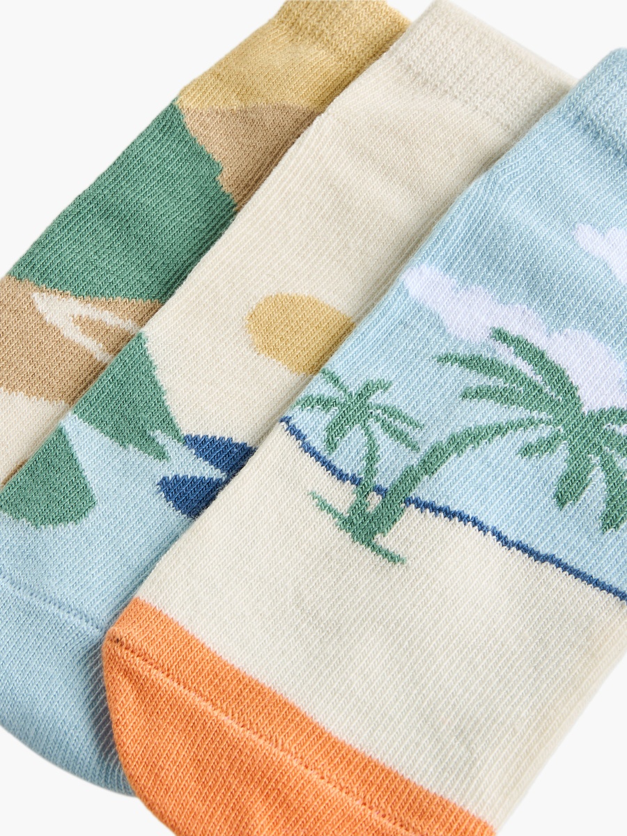 Printed Ankle Length Socks - Set of 3