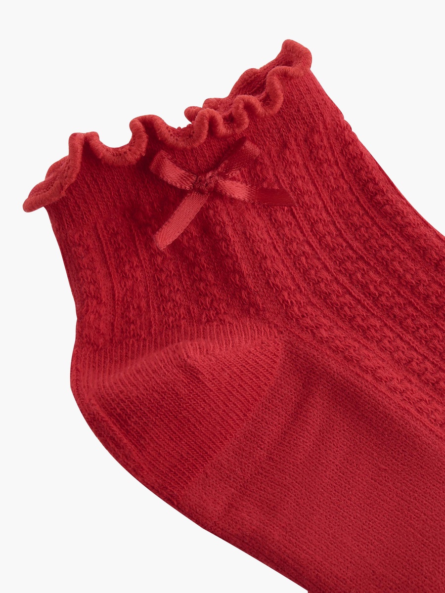 Assorted Ankle Length Socks with Lettuce Hem - Set of 3