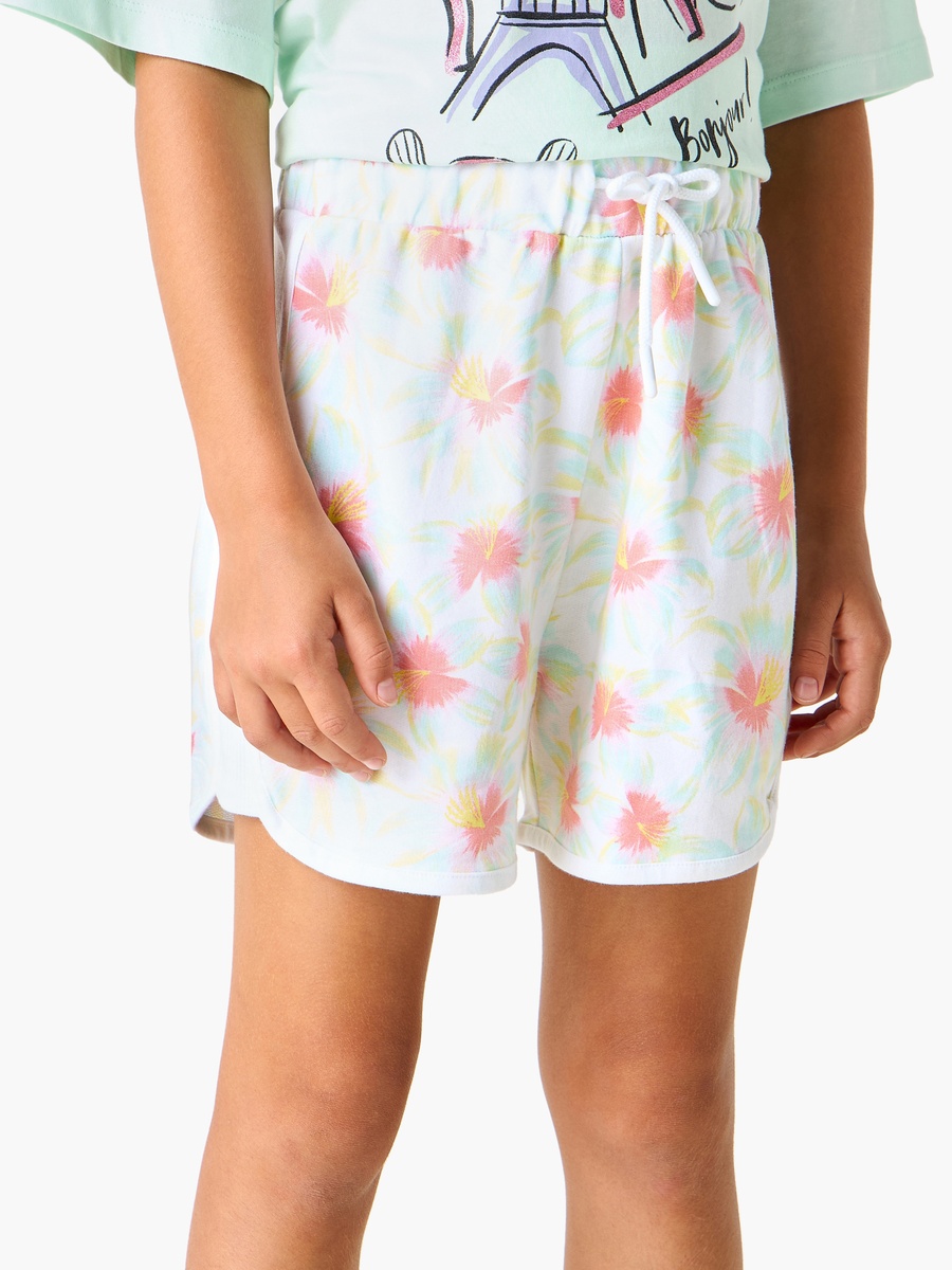 All-Over Floral Print Shorts with Drawstring Closure