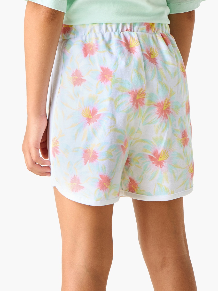 All-Over Floral Print Shorts with Drawstring Closure