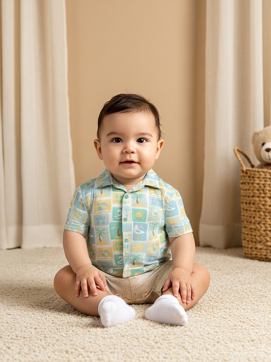 Printed Shirt with Short Sleeves