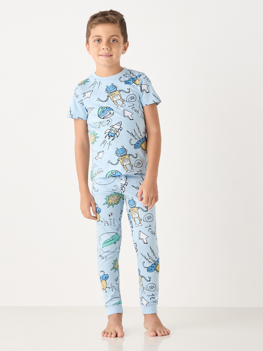 All-Over Graphic Print Short Sleeves T-Shirt and Elasticated Joggers