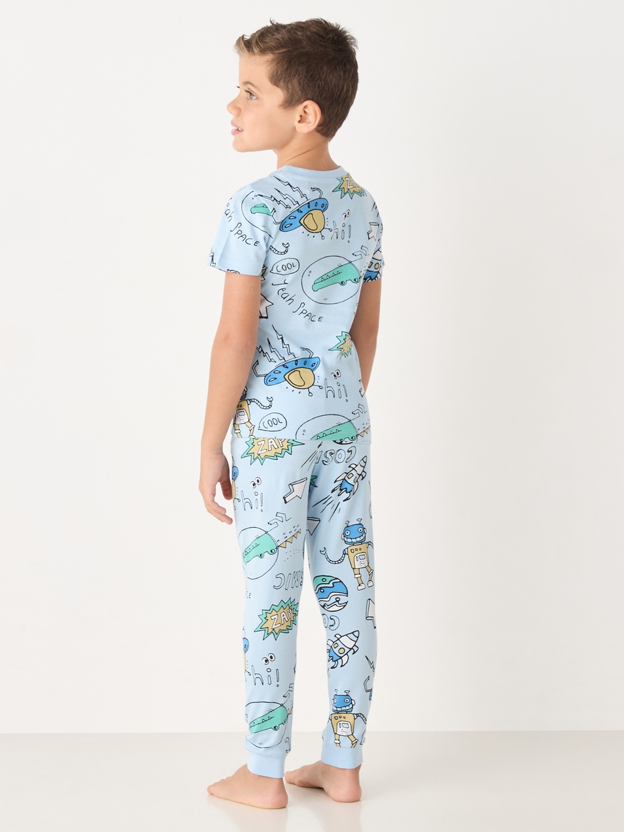 All-Over Graphic Print Short Sleeves T-Shirt and Elasticated Joggers