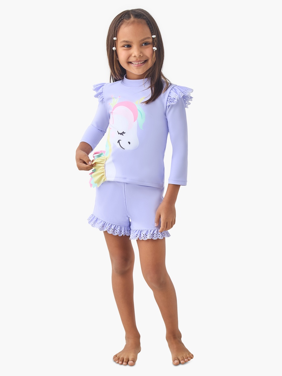 Unicorn Print T-Shirt and Shorts Set
