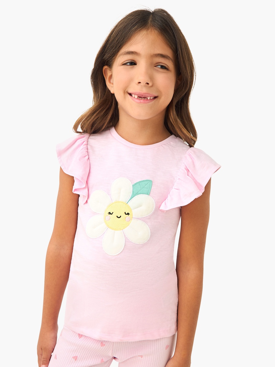 Floral Applique T-Shirt and Pyjama Set