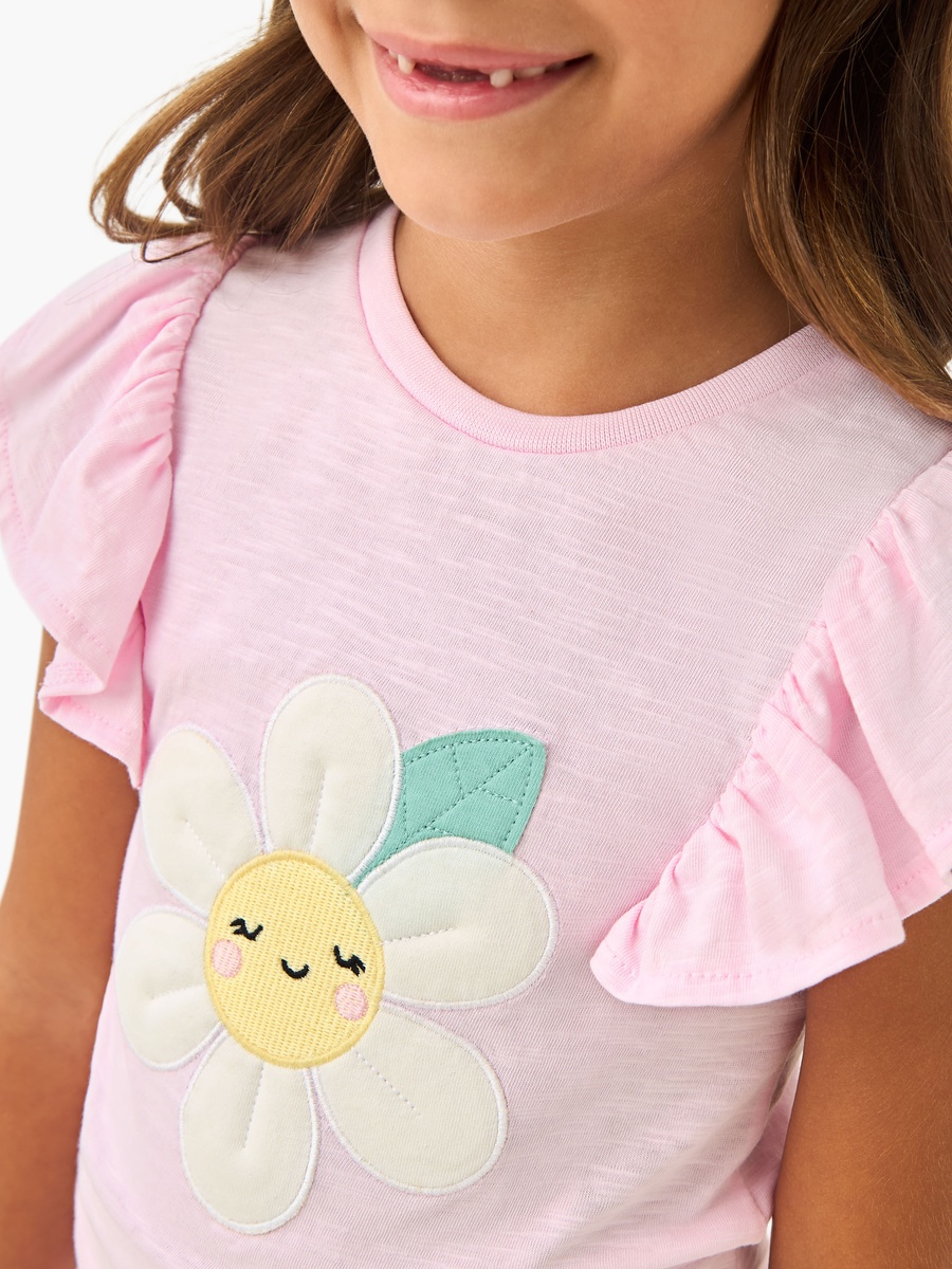 Floral Applique T-Shirt and Pyjama Set