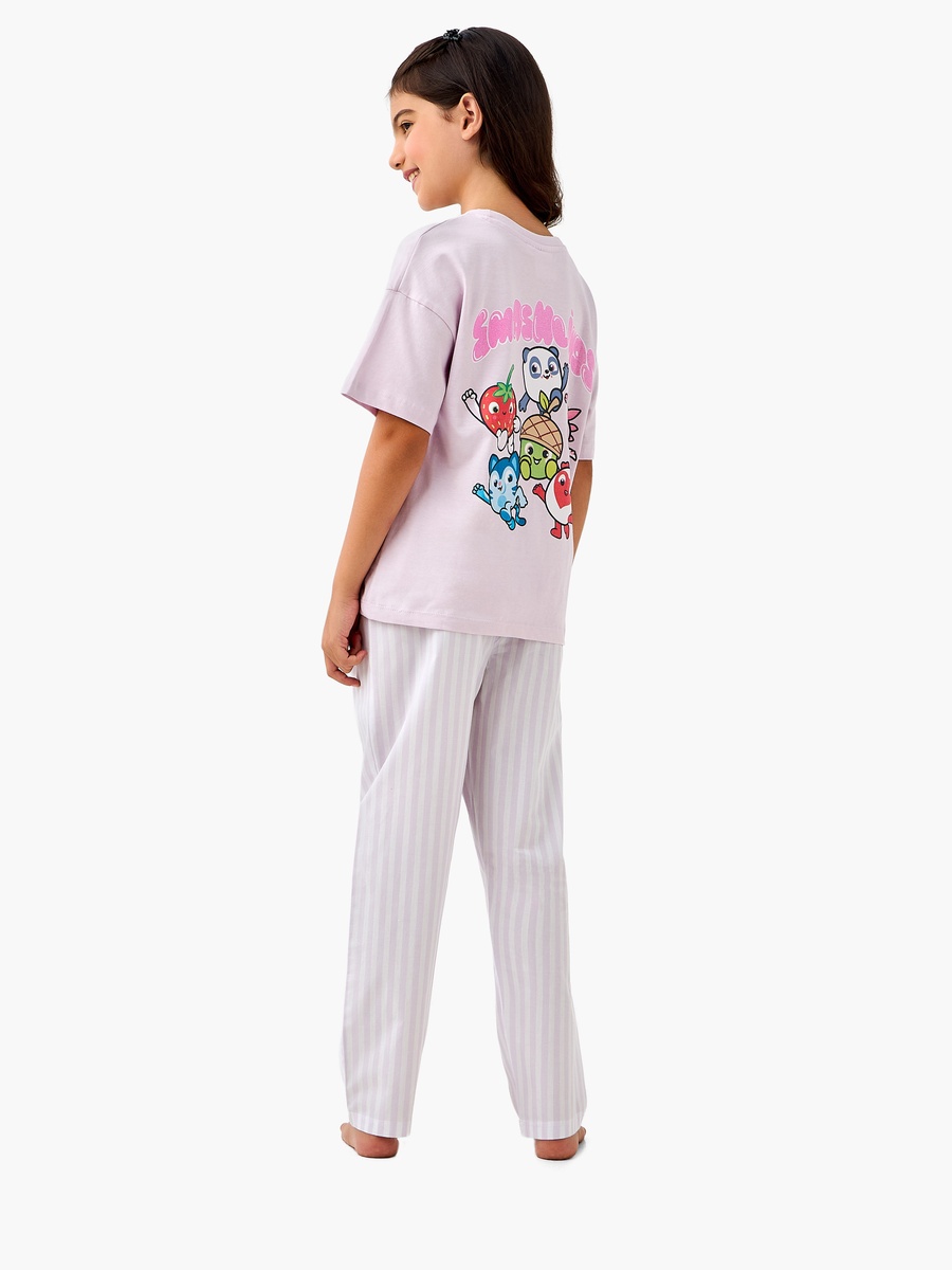 Printed T-Shirt and Striped Pyjama Set