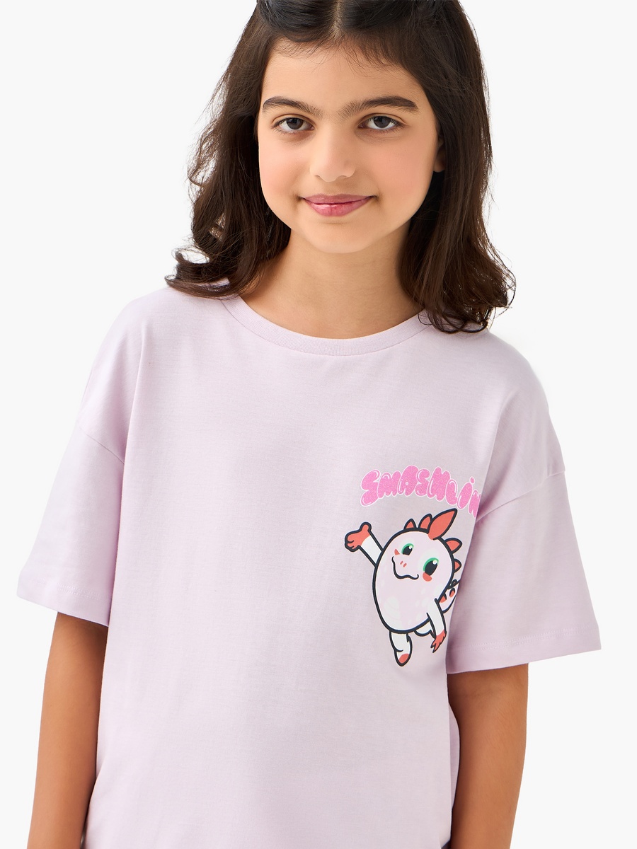 Printed T-Shirt and Striped Pyjama Set