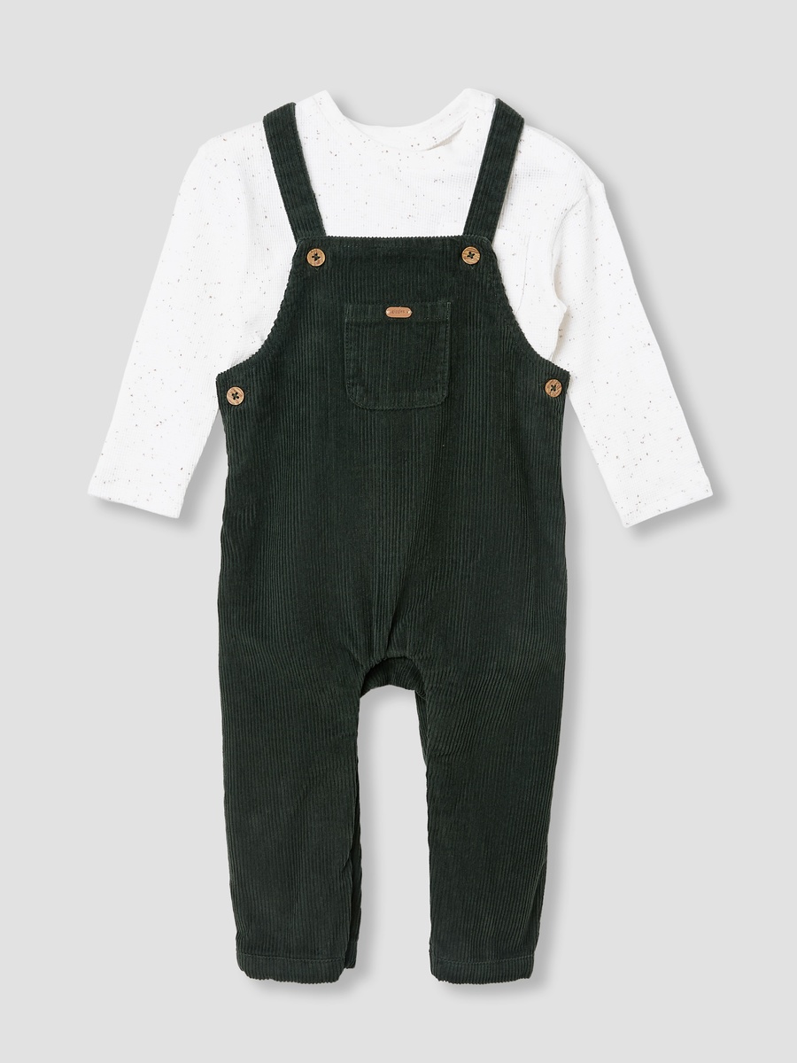 Ribbed Dungaree and T-Shirt Set