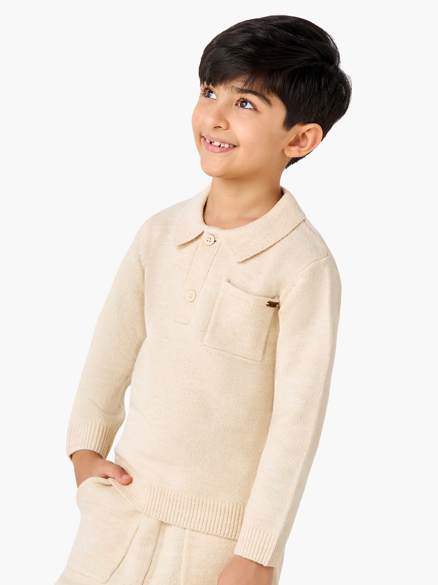T-Shirt and Joggers Set with Pockets - Polyester - Long Sleeves - Collar