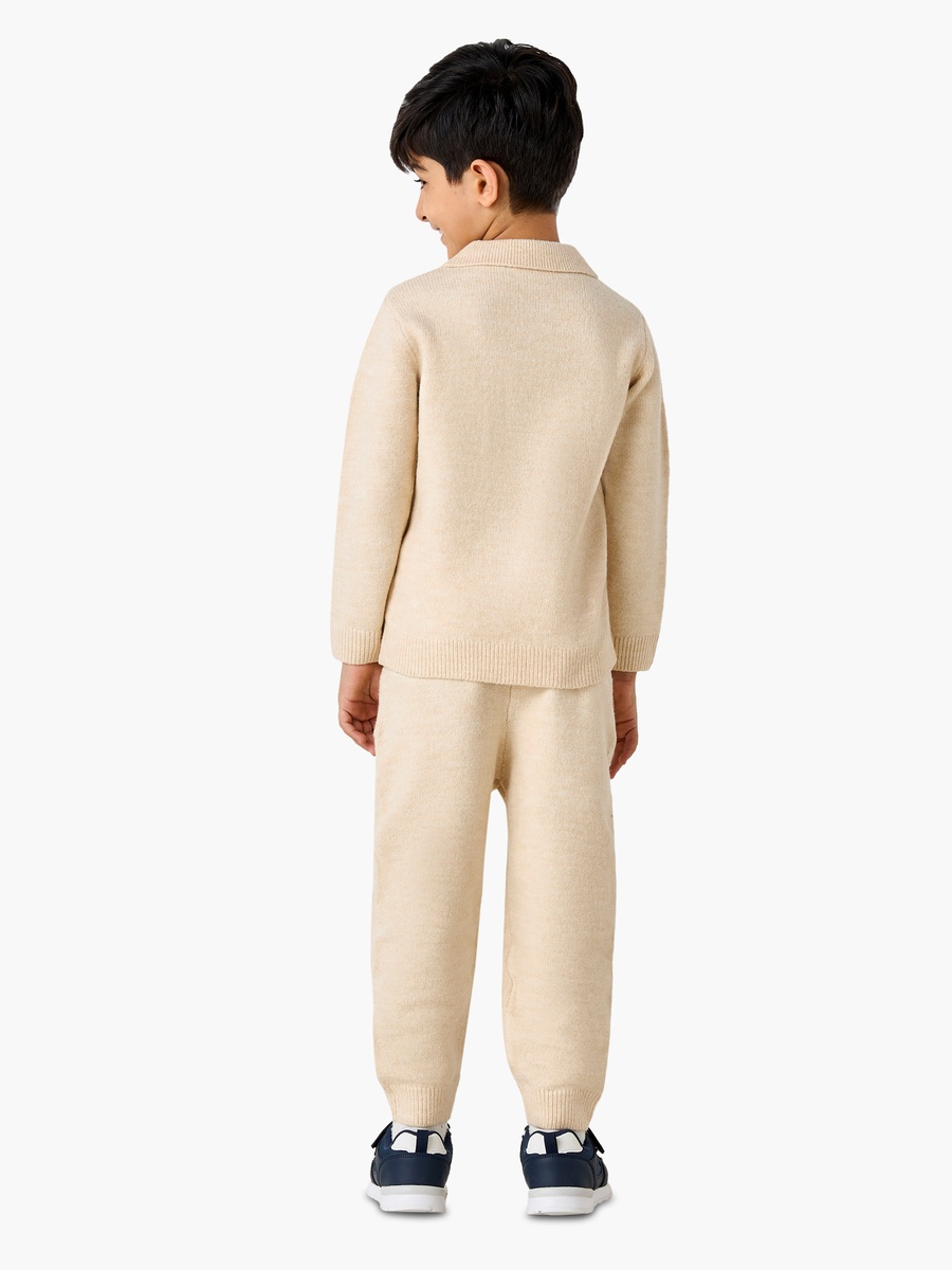 T-Shirt and Joggers Set with Pockets - Polyester - Long Sleeves - Collar