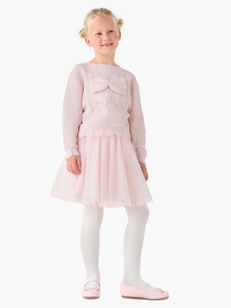 Long Sleeve Top and Skirt Set with Bow Detail