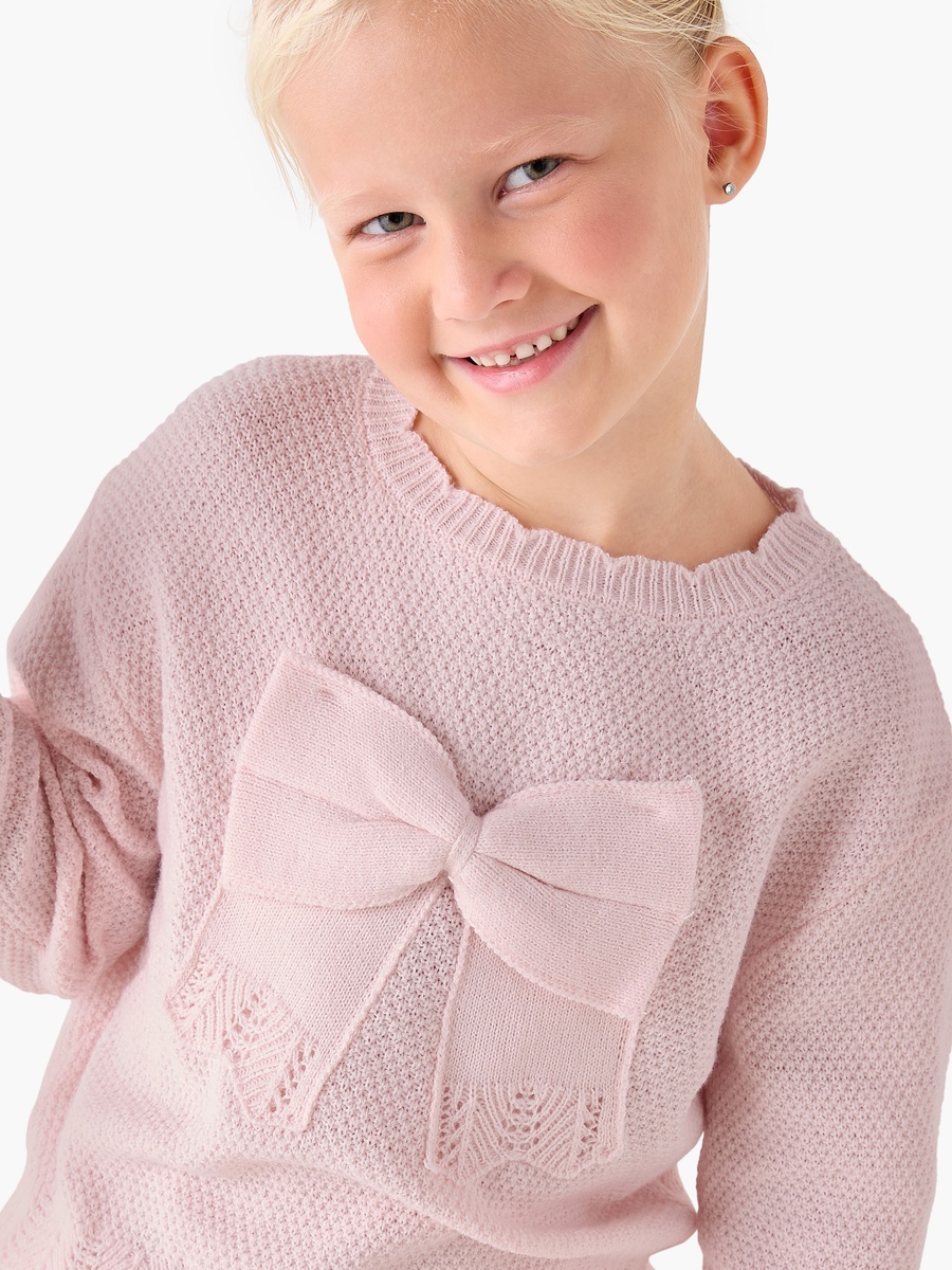 Long Sleeve Top and Skirt Set with Bow Detail