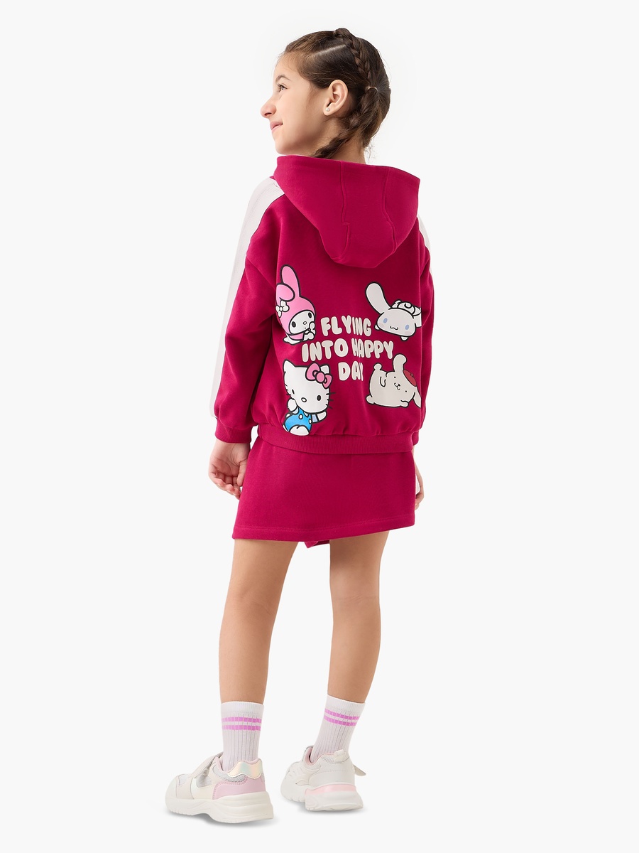 Hello Kitty and Friends Print Hooded Sweatshirt and Skirt Set