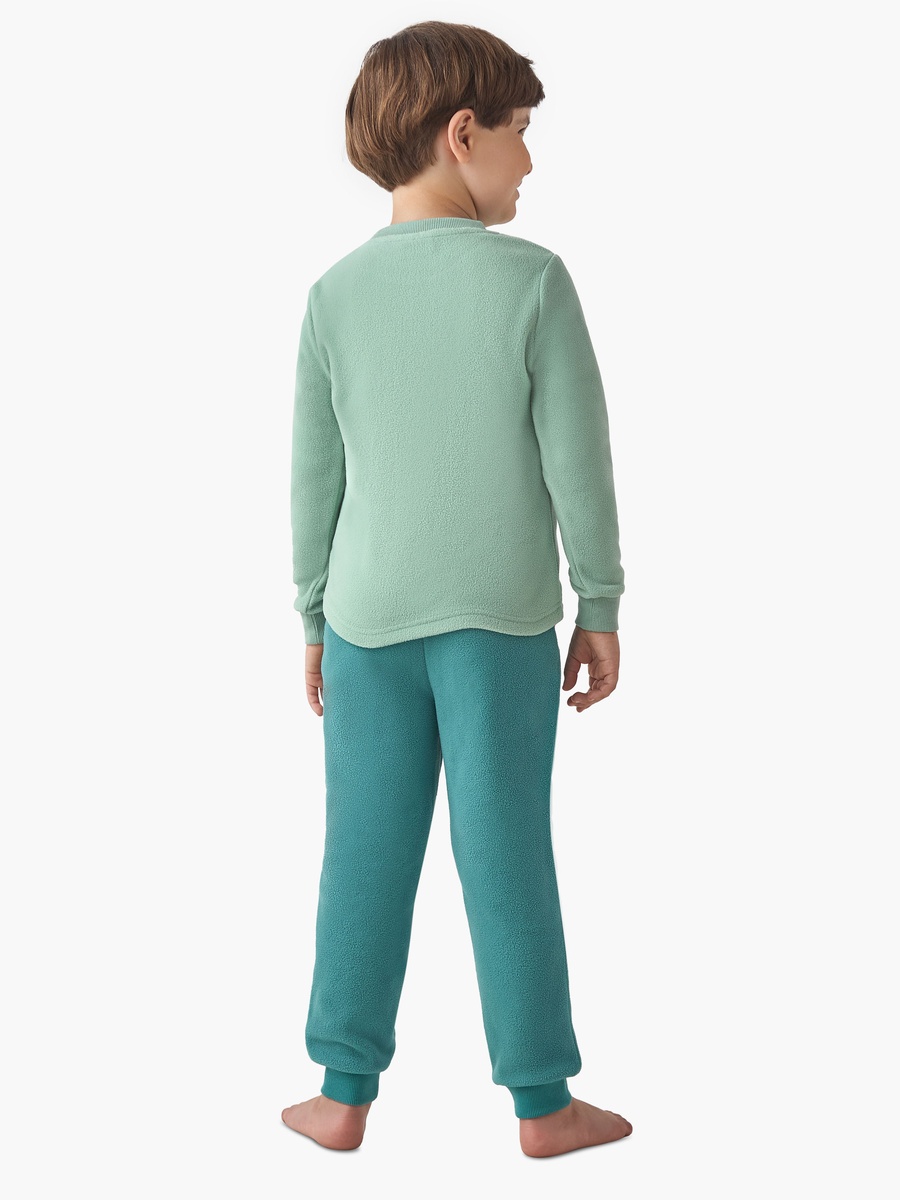 Pyjama Set with Dinosaur Embroidery - Polyester - Long Sleeves - Crew Neck