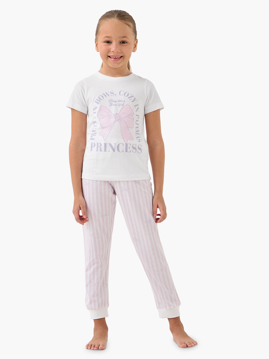 Printed T-Shirt and Striped Pyjama Set