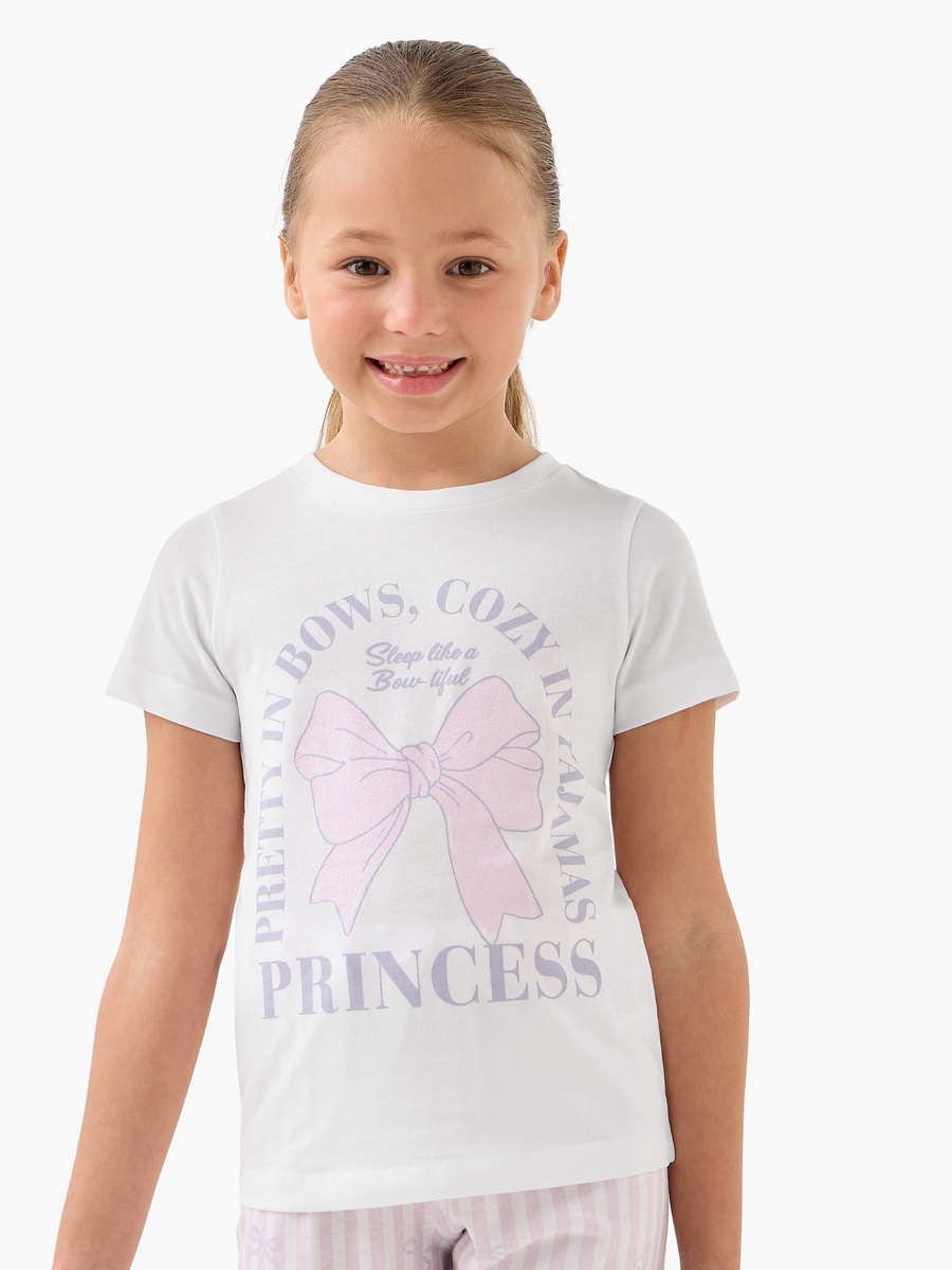 Printed T-Shirt and Striped Pyjama Set