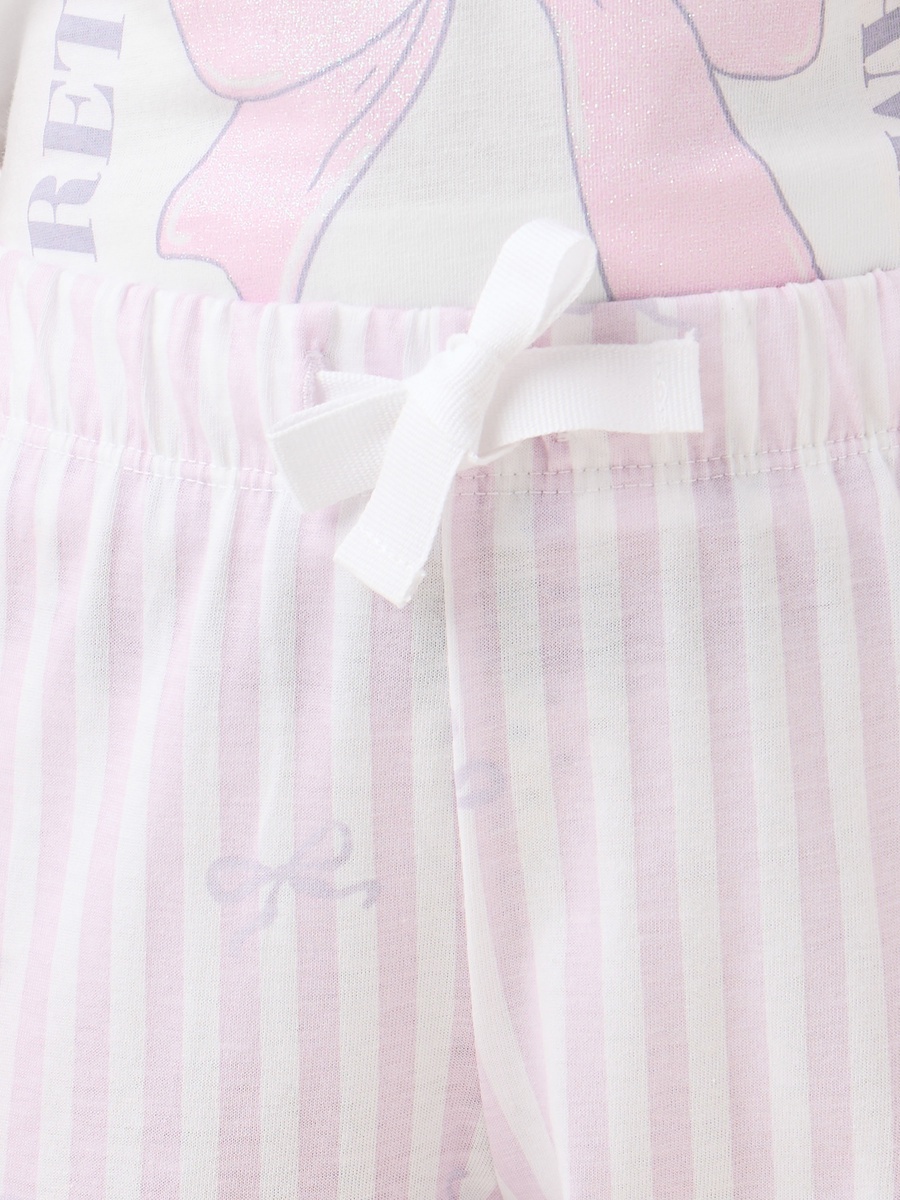 Printed T-Shirt and Striped Pyjama Set