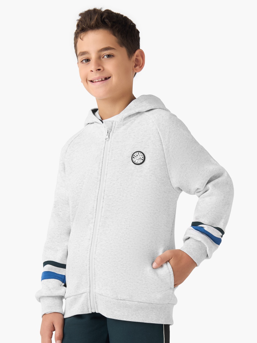 Cotton Hooded Sweatshirt and Track Pants Set with Stripes