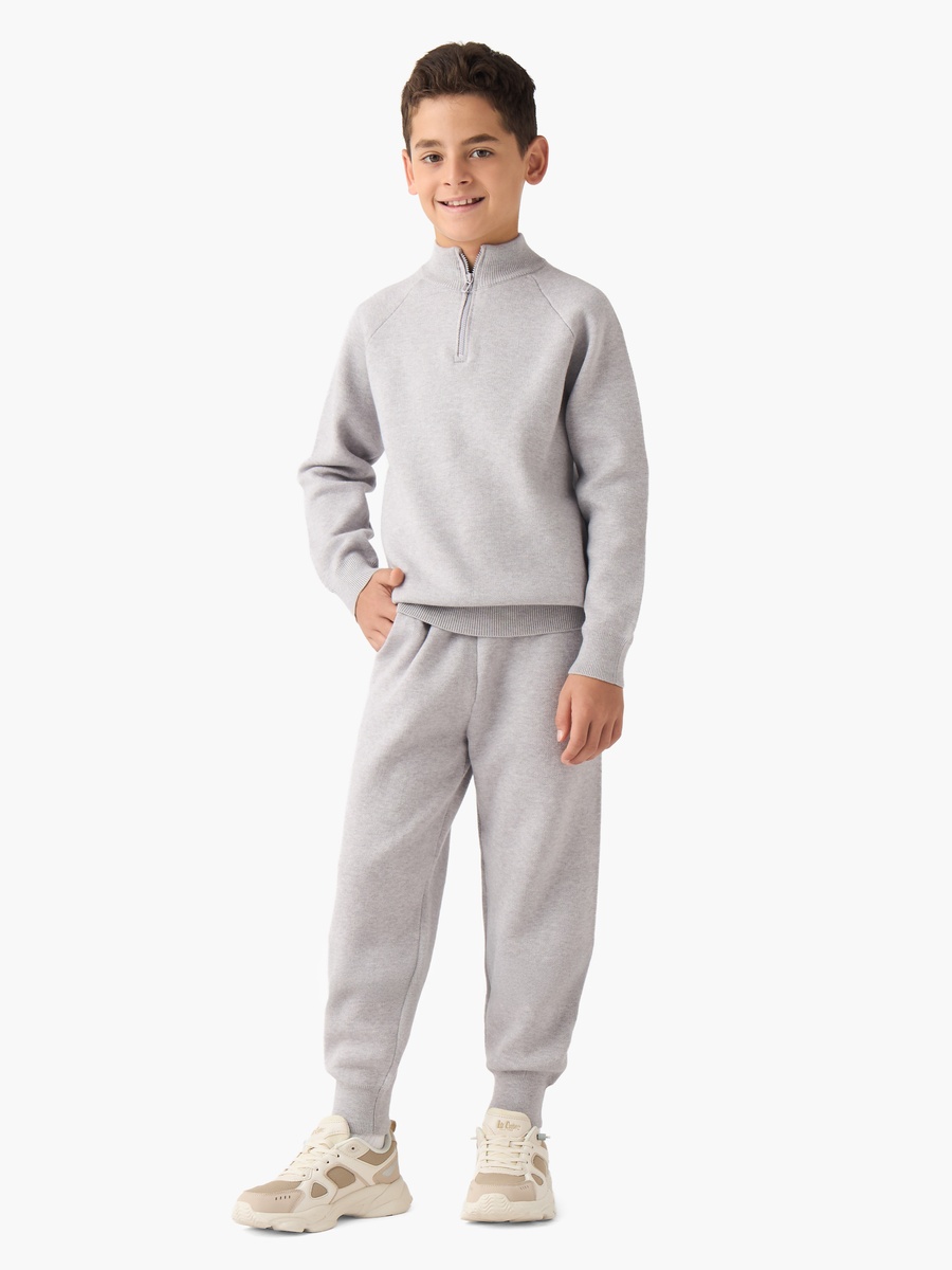 Long Sleeve Sweater and Joggers Set with Half-Zip