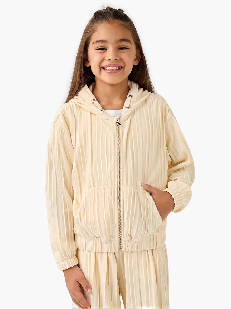 Textured Zip Through Hooded Jacket and Pants Set