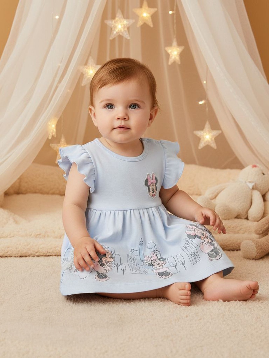Minnie Mouse Print Cap Sleeves Dress