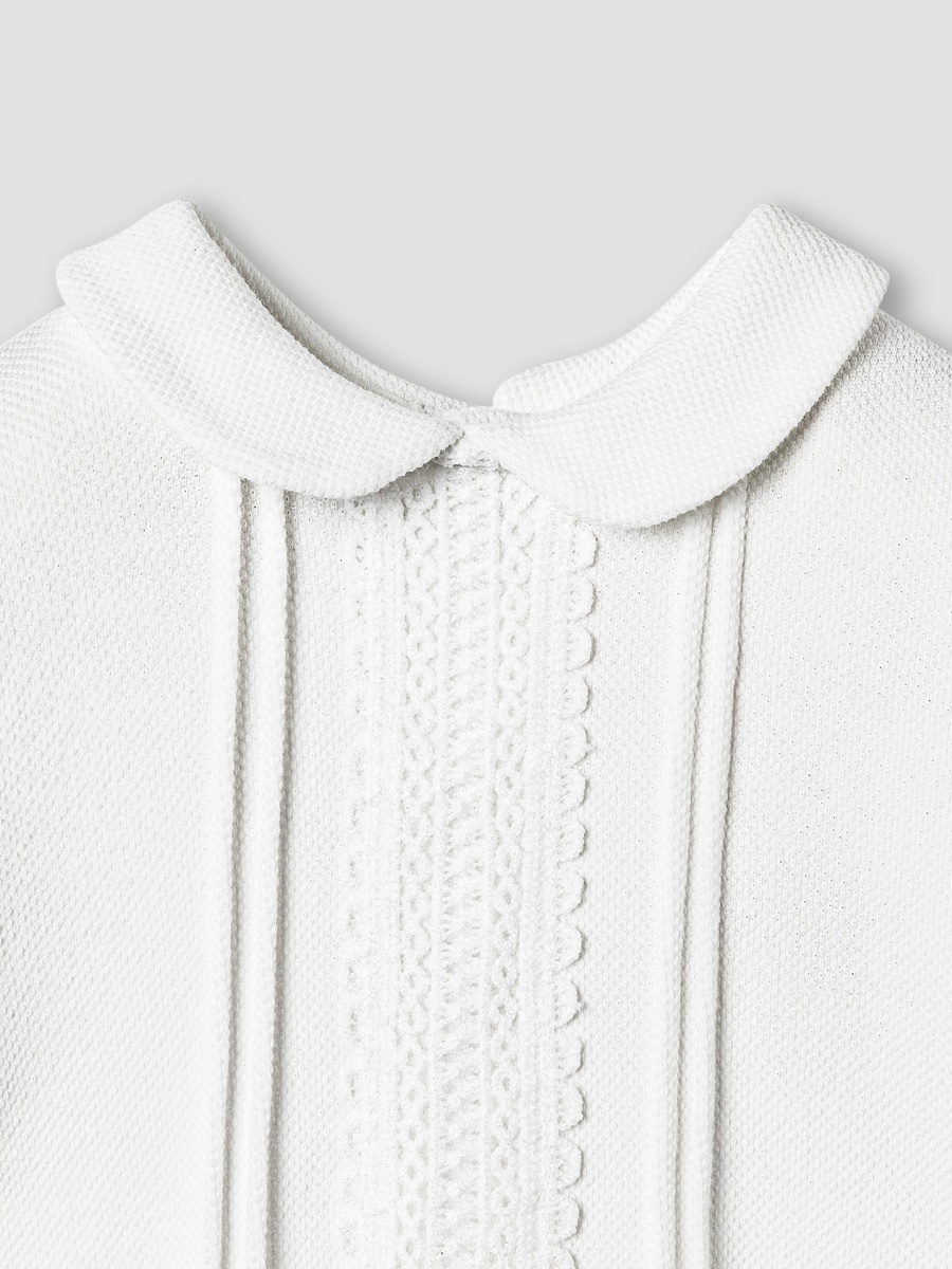 Lace Trim Collared Romper with Short Sleeves