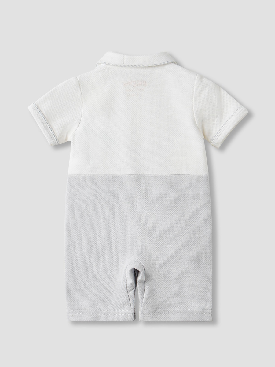Textured Romper with Short Sleeves