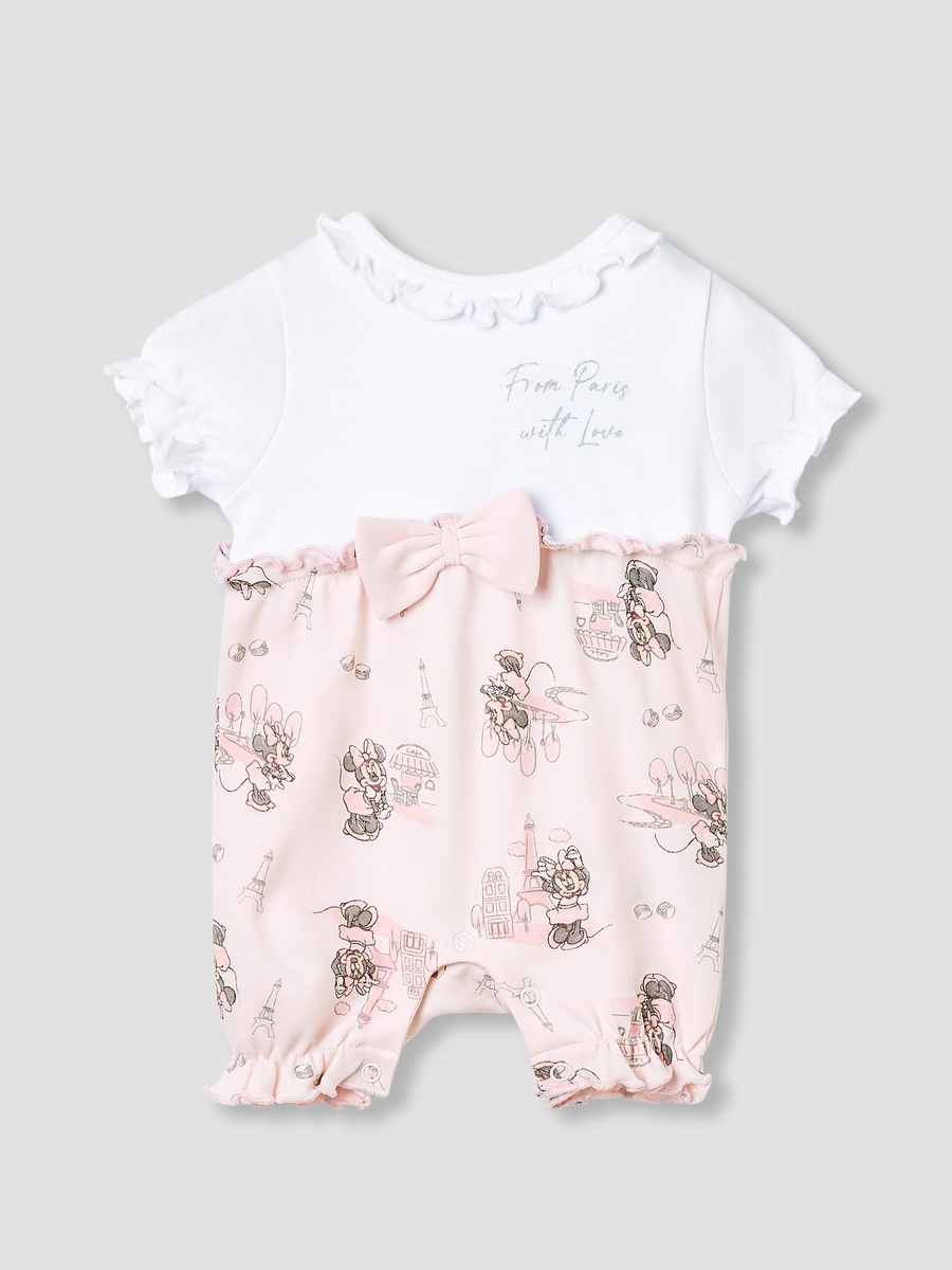 Minnie Mouse Print Romper with Puff Sleeves