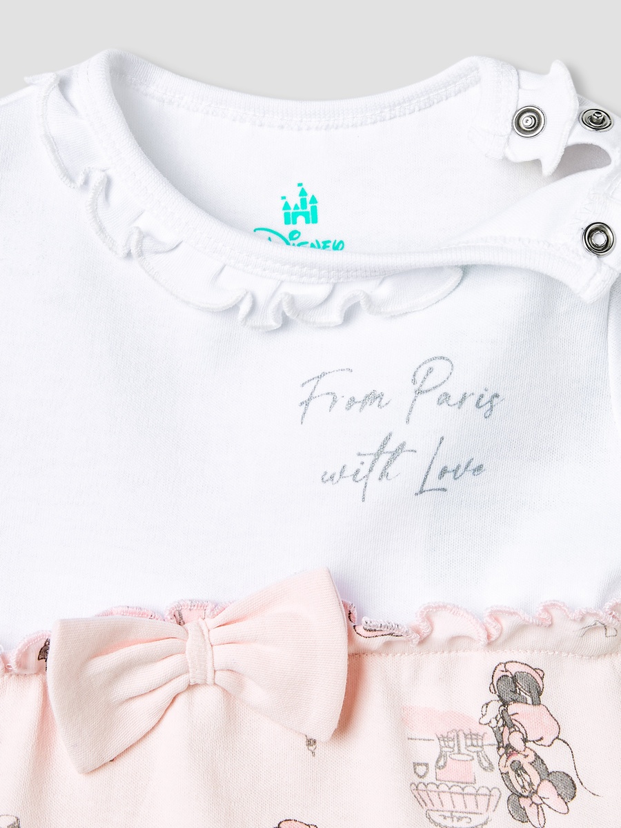 Minnie Mouse Print Romper with Puff Sleeves