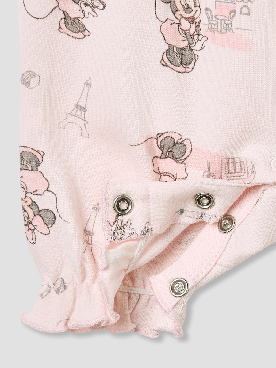 Minnie Mouse Print Romper with Puff Sleeves