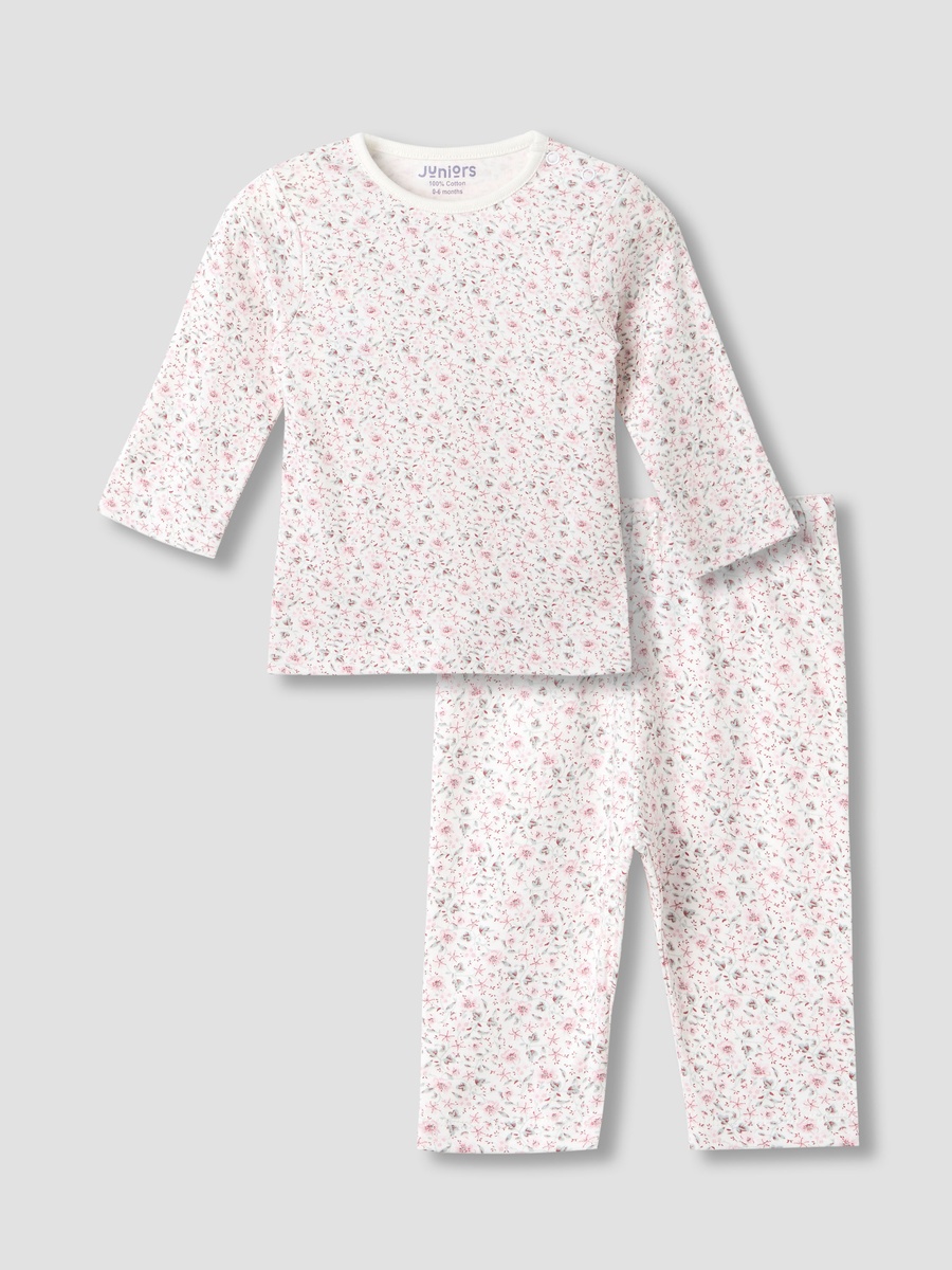 Floral Print Long Sleeve T-Shirt and Pyjama Set