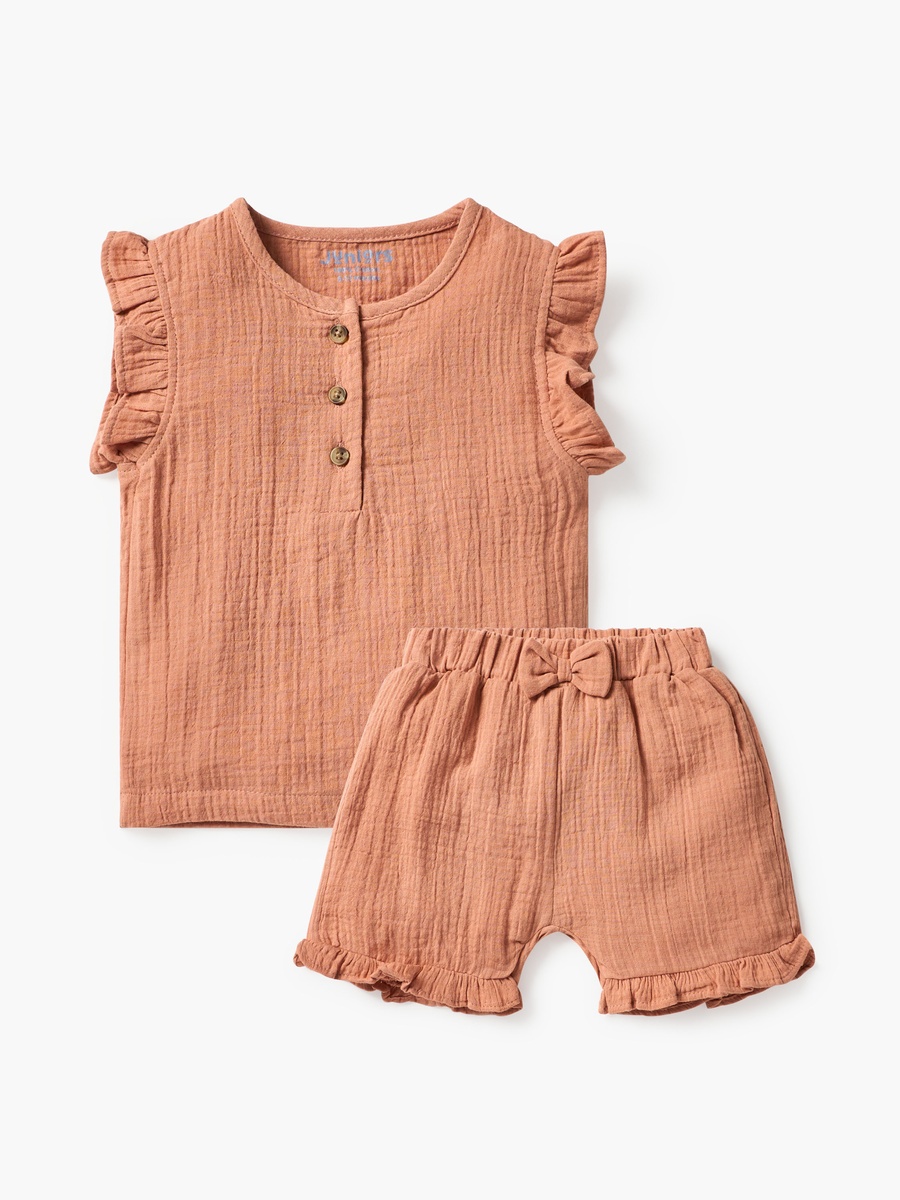 Textured Muslin Top and Shorts Set