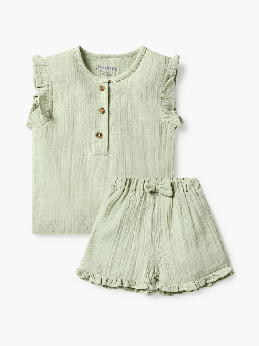 Textured Top and Shorts Set