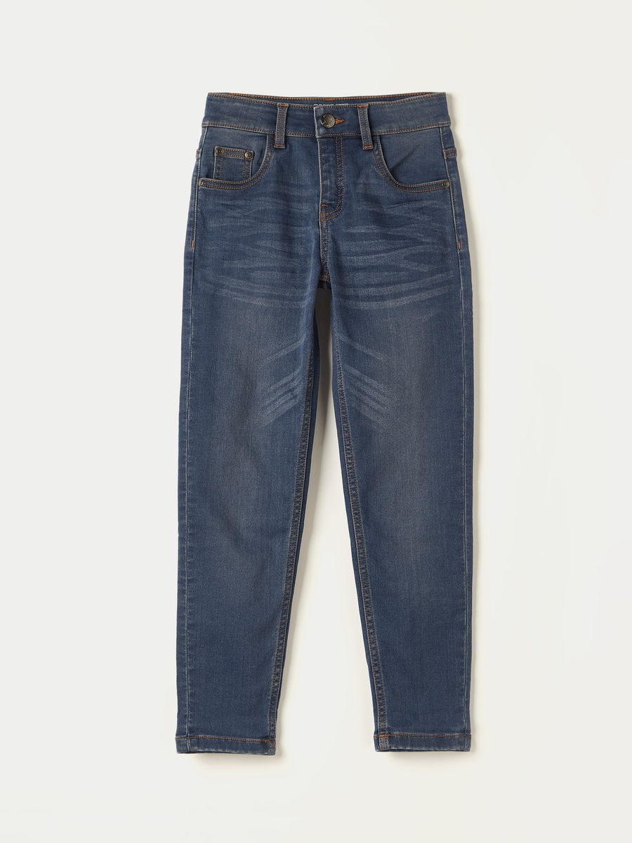 Solid Jeans with Button Closure and Pockets