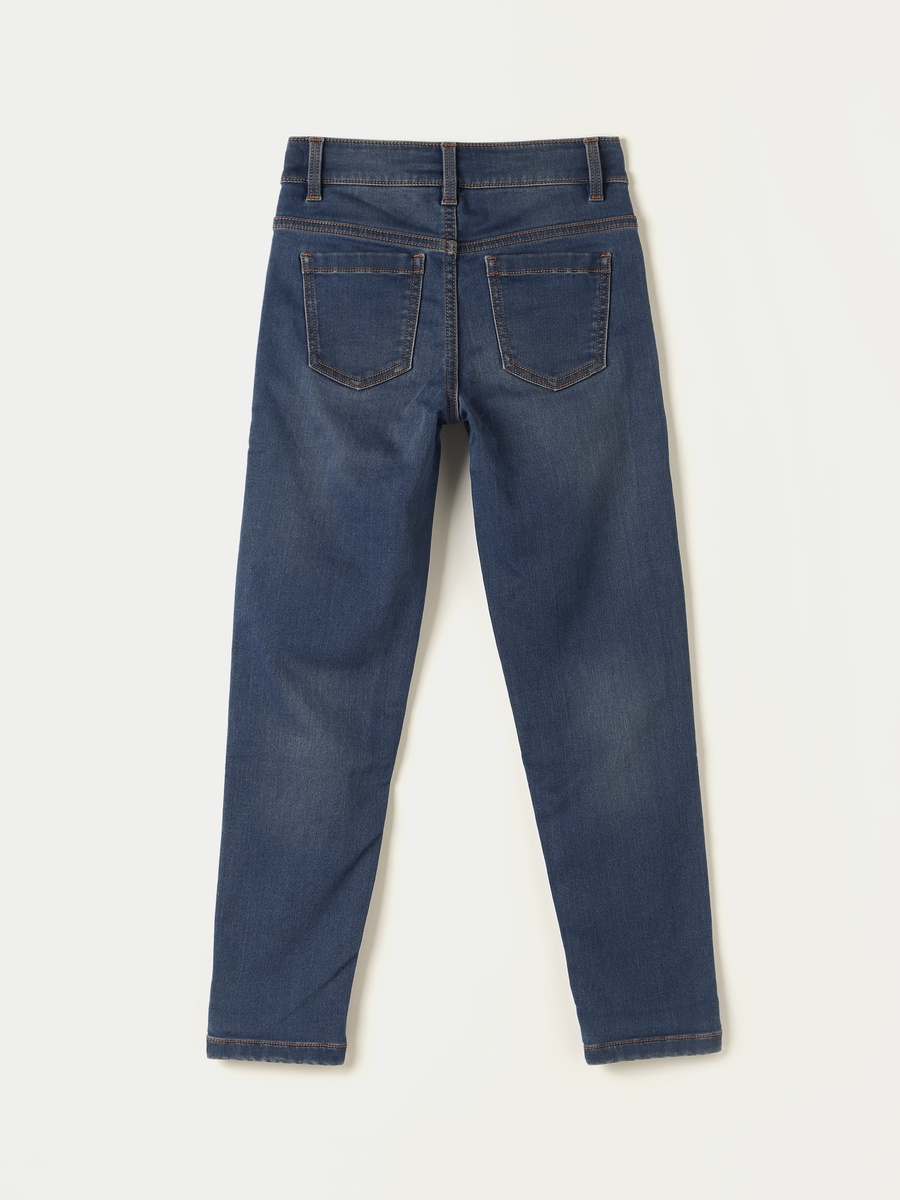 Solid Jeans with Button Closure and Pockets