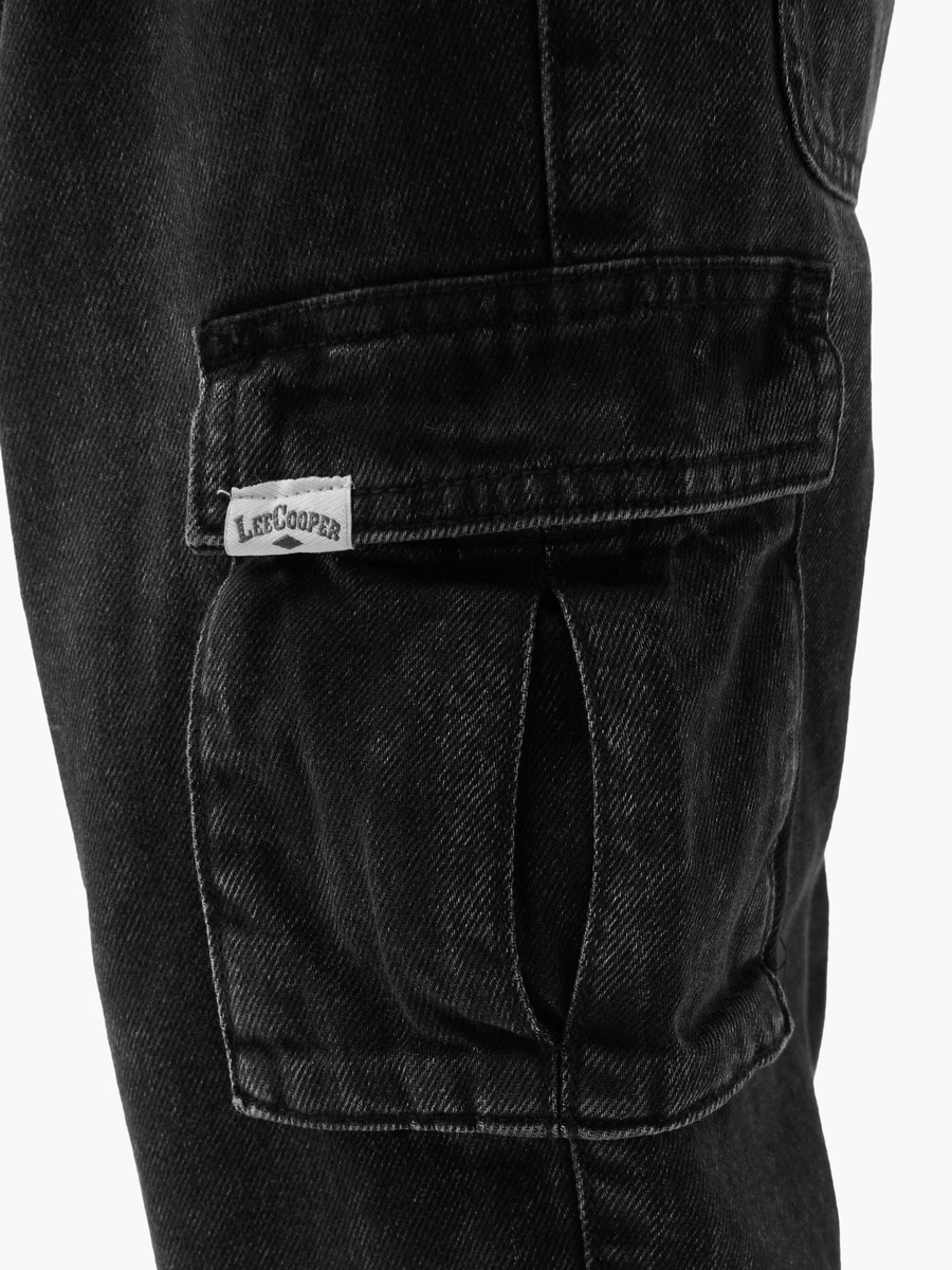 Cotton Jeans with Cargo Pockets and Elastic Waist