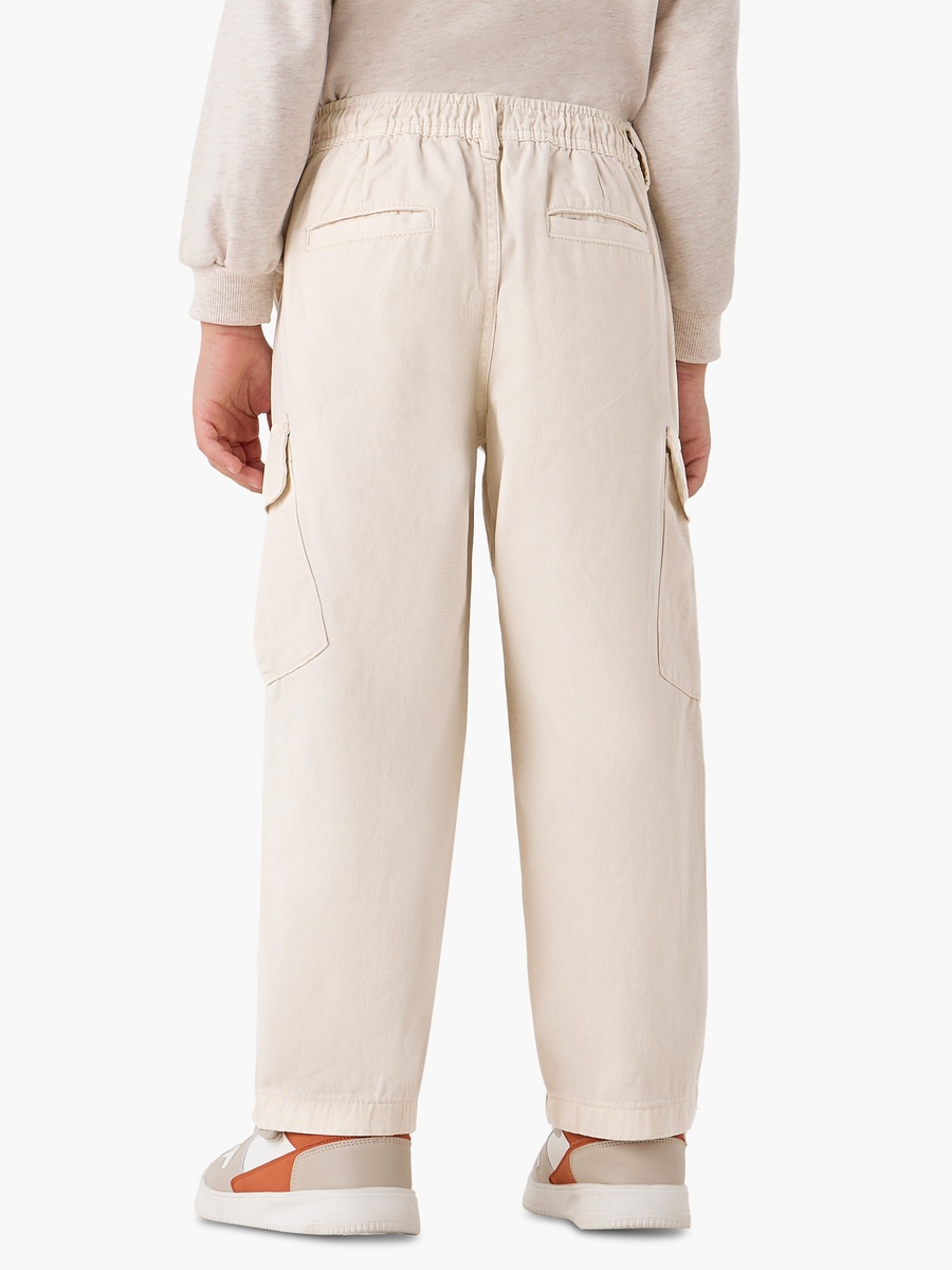 Cotton Trousers with Pockets and Button Waist