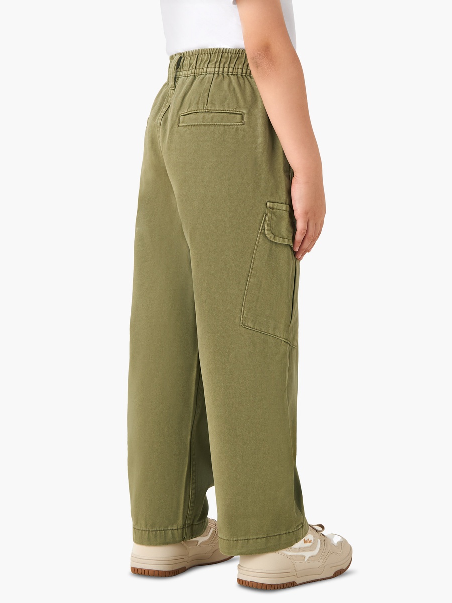 Button Waist Cotton Trousers with Pockets