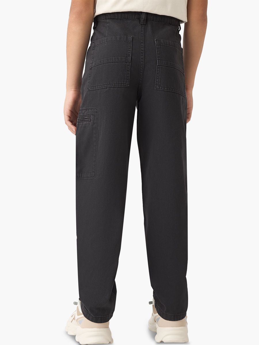Solid Cargo Pants with Button Closure