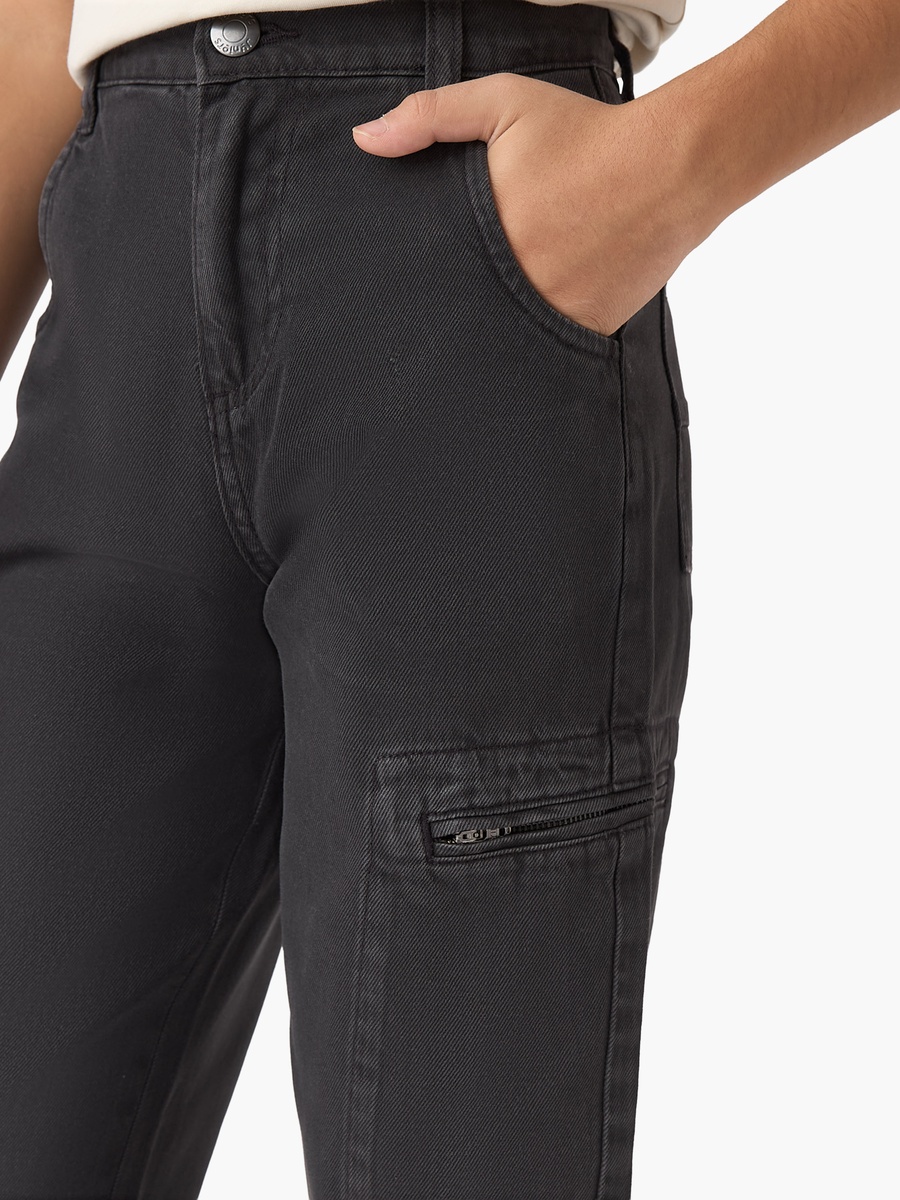 Solid Cargo Pants with Button Closure