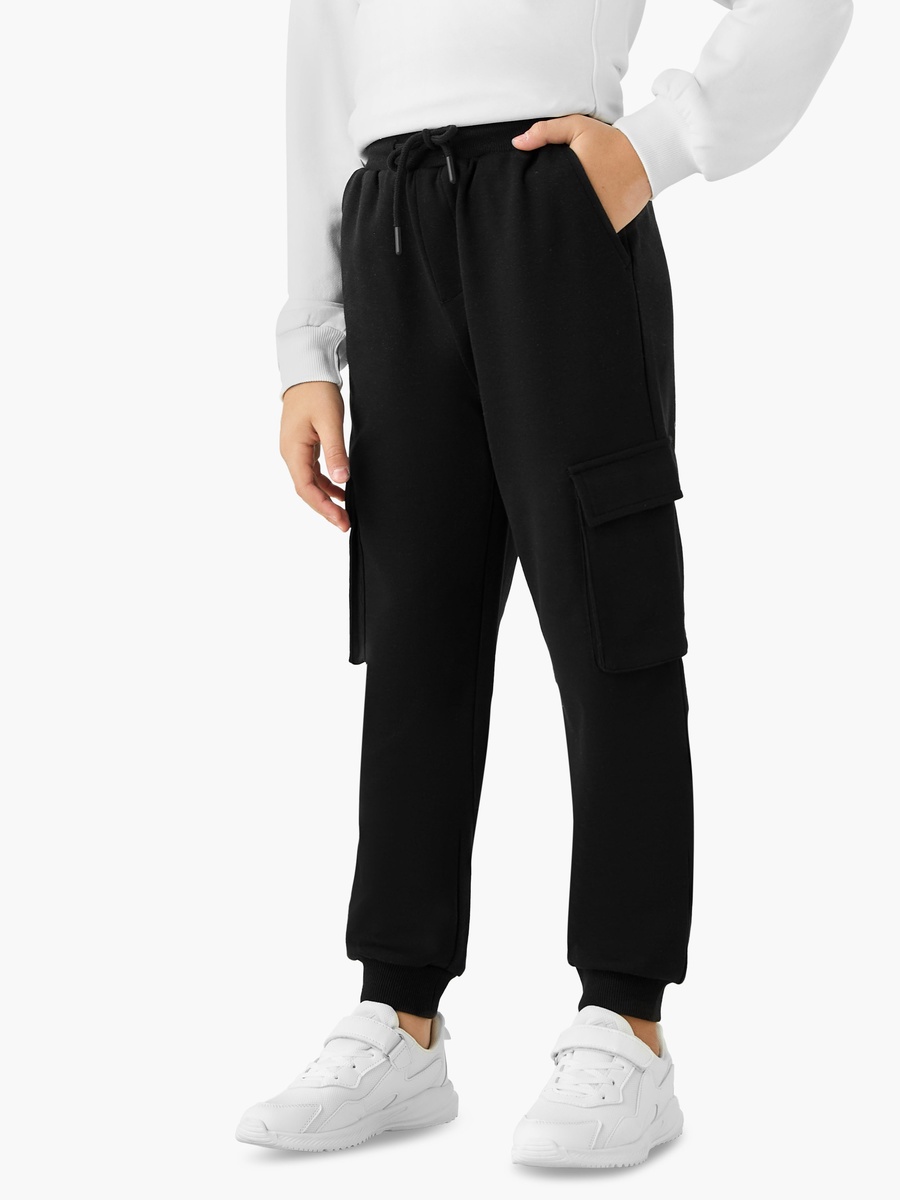 Solid Cargo Joggers with Drawstring Closure