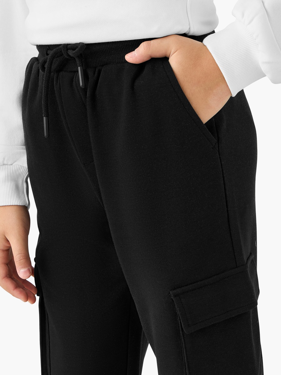 Solid Cargo Joggers with Drawstring Closure