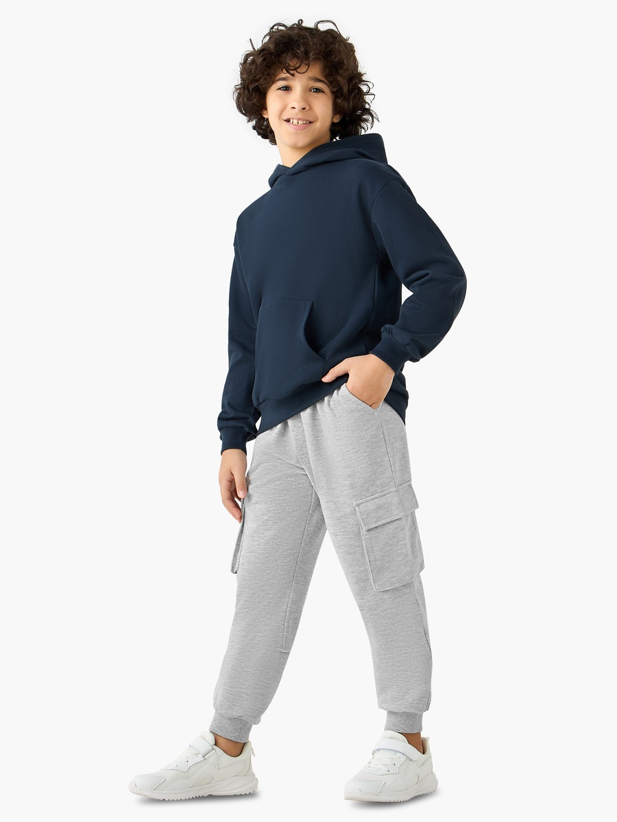 Solid Cargo Joggers with Drawstring Closure