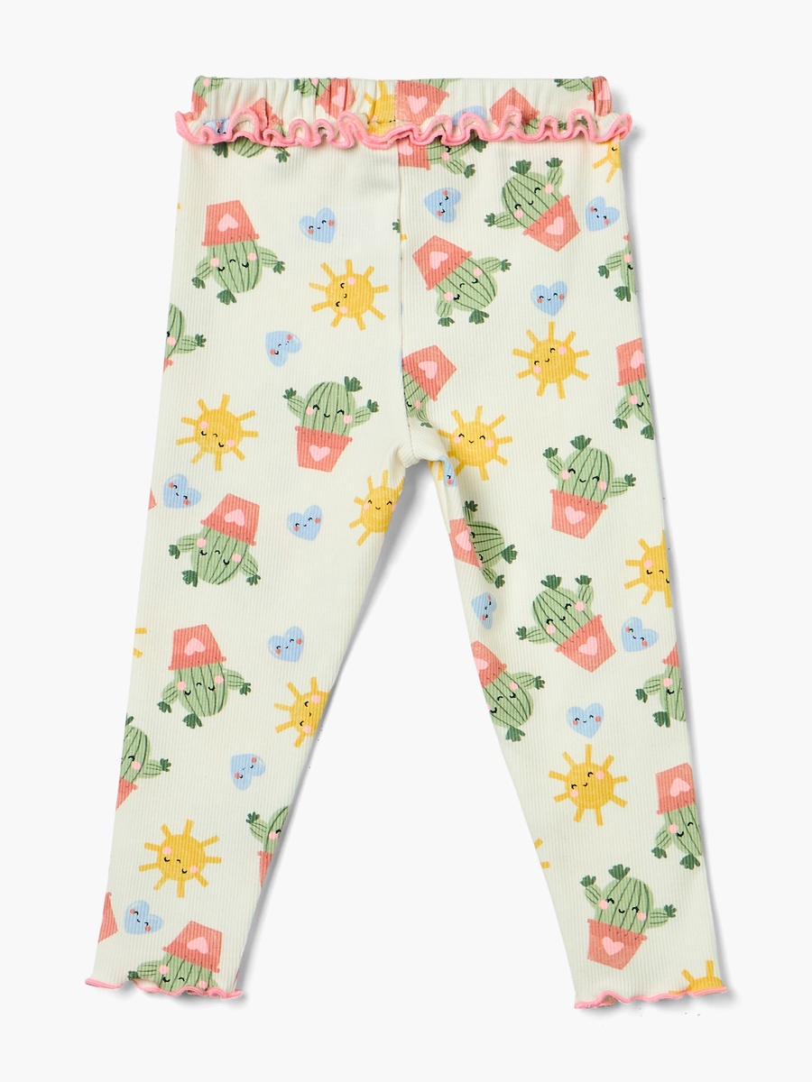 Printed Leggings with Frill Detail and Elasticated Waistband