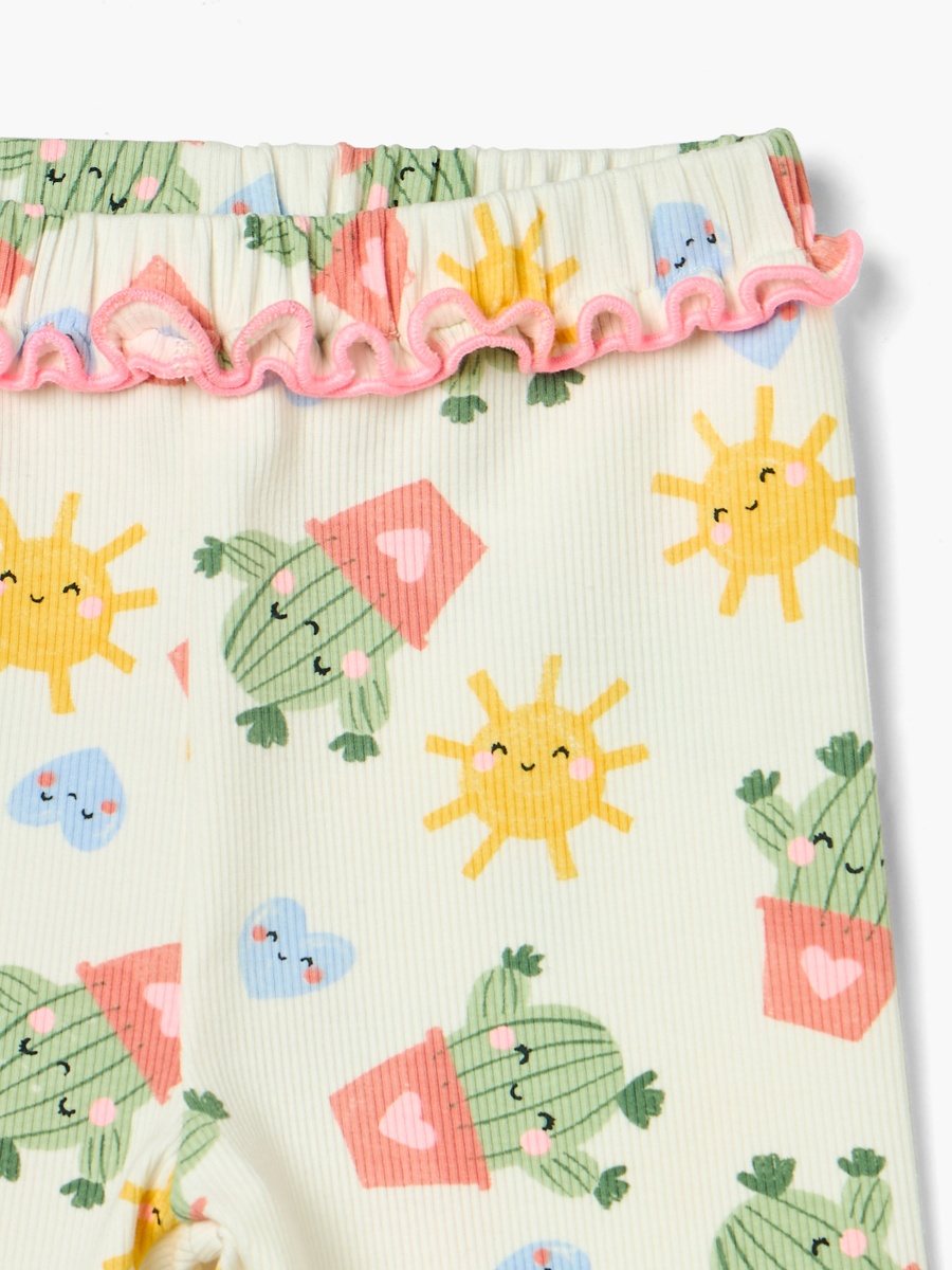 Printed Leggings with Frill Detail and Elasticated Waistband