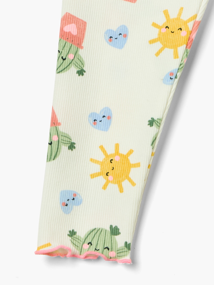 Printed Leggings with Frill Detail and Elasticated Waistband