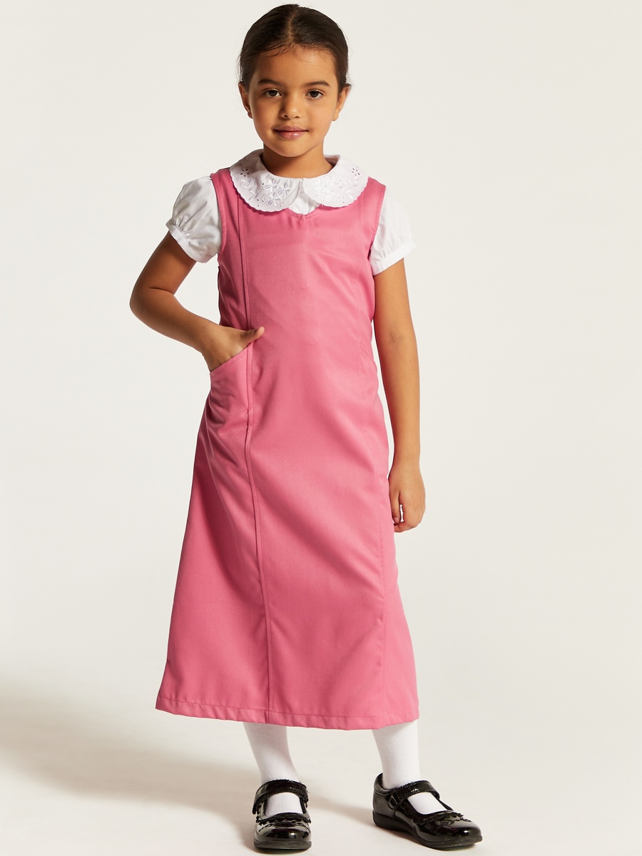 Solid Pinafore with Tie-Up Detail and Pocket
