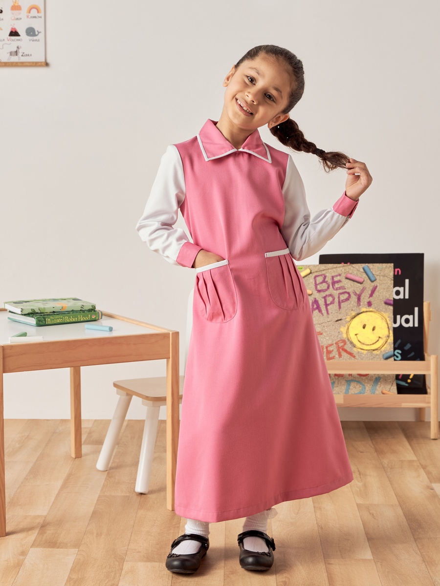 Solid Pinafore with Collar and Pockets
